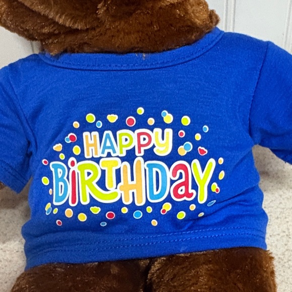 Build-A-Bear Brown Teddy with Blue Happy Birthday Shirt - Picture 3 of 5